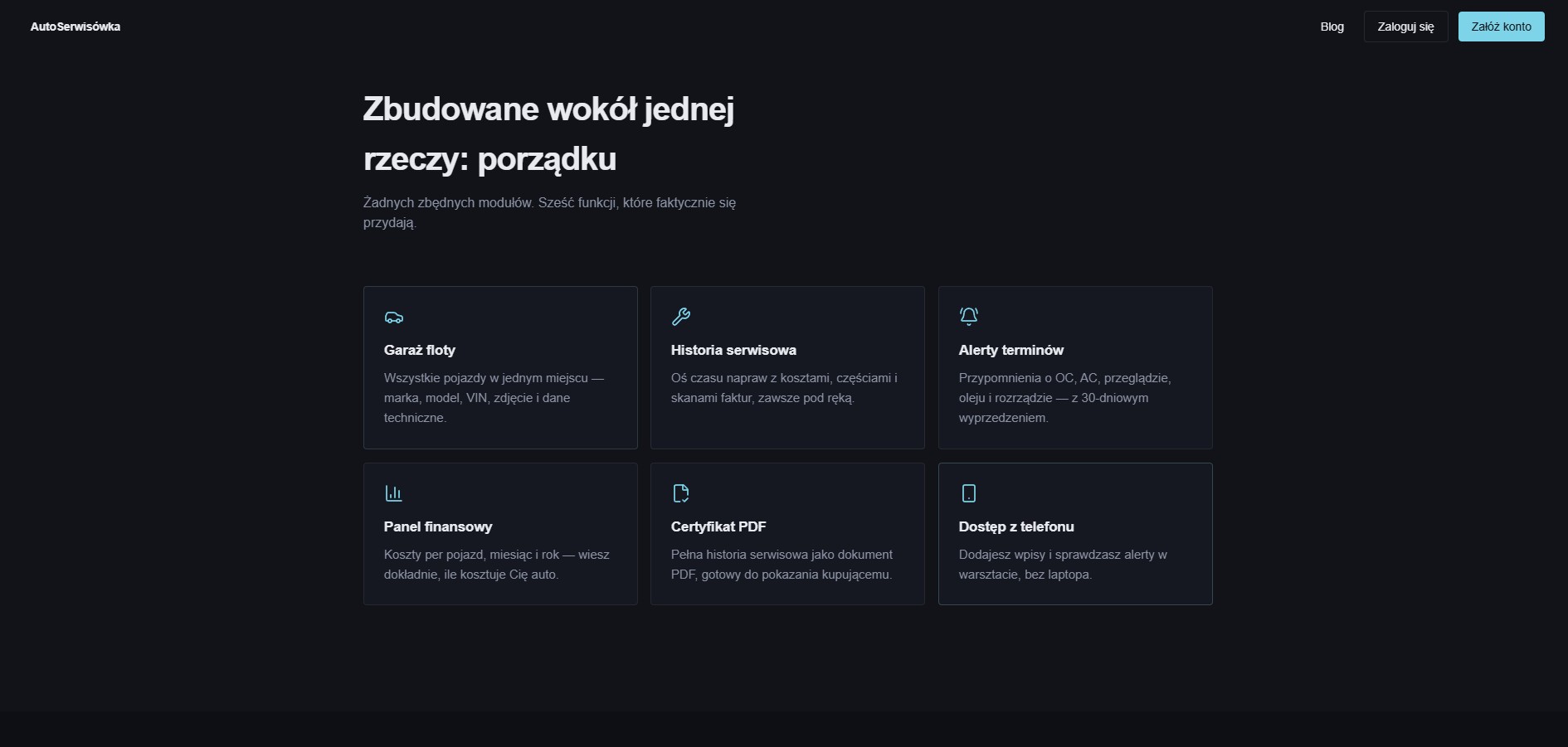 Autoserwisówka - widok aplikacji (2)